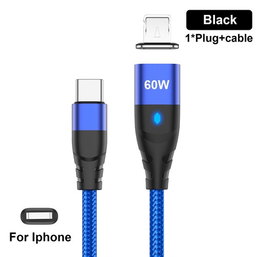 3 in 1 PD60W Type C To Type-C Micro USB iOS Magnetic 3A Fast Charging Data Cable - Picture 18 of 32