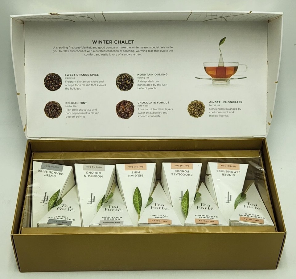 Tea Forte Winter Chalet Herbal Tea Box Set Of 10 Pyramid Infusers Lmtd