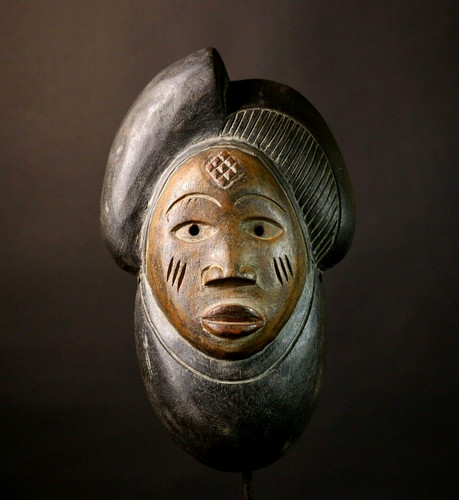 African Tribal Wood Mask Old Puno Okuyi Mukudji Society from Gabon Decor-G1941