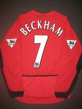 2002-2003 Nike Manchester United David Beckham Long Sleeve Jersey Shirt England