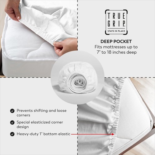 Purity Home Hotel Luxury Bed Sheets, 400TC Twin Ivory Sheet Set, 100% Cotton ... - 第 8/9 張圖片
