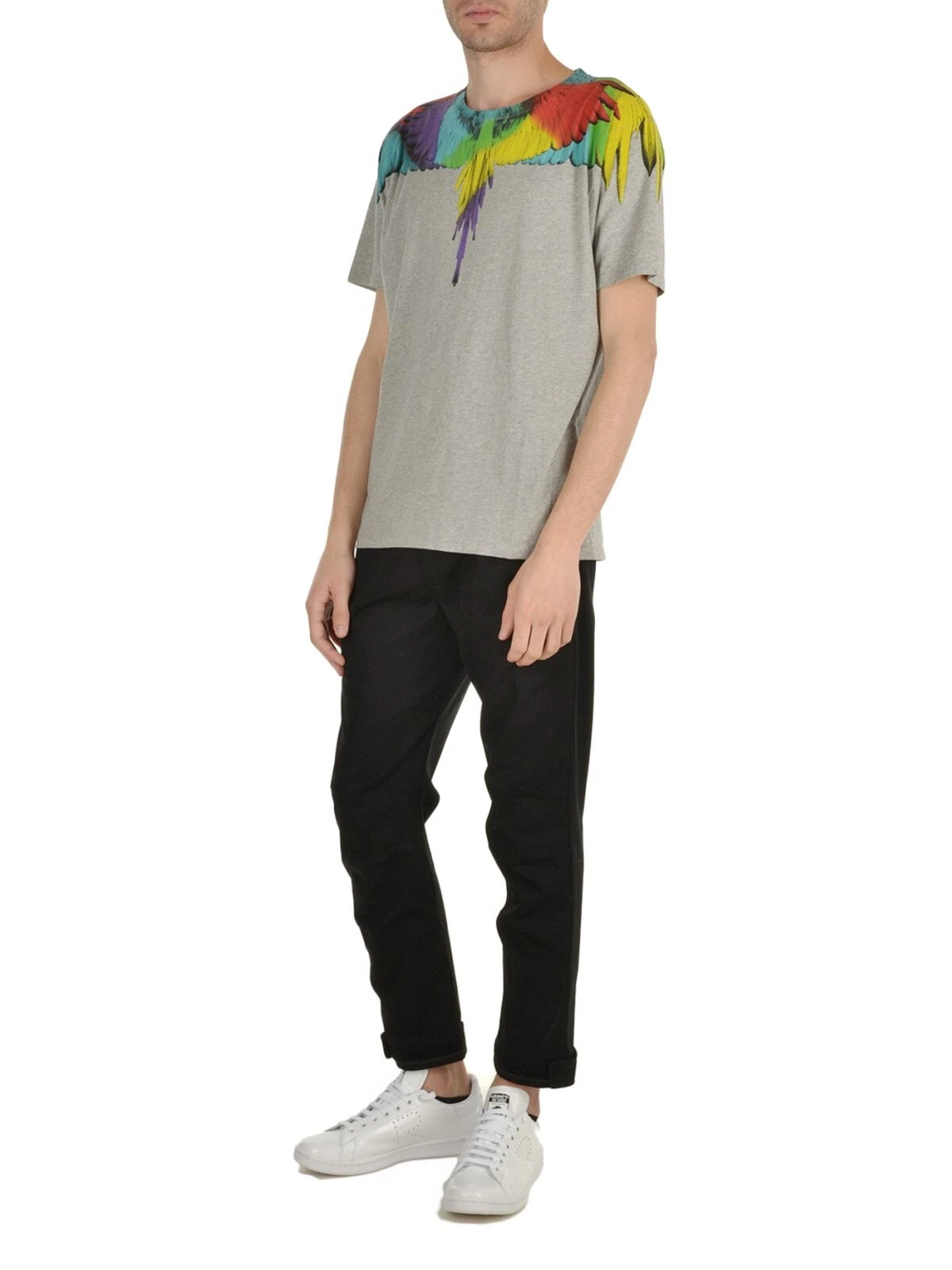 T shirt Marcelo Burlon Nicolas grigia multicolore stampa ali Taglia XL SS17 $320