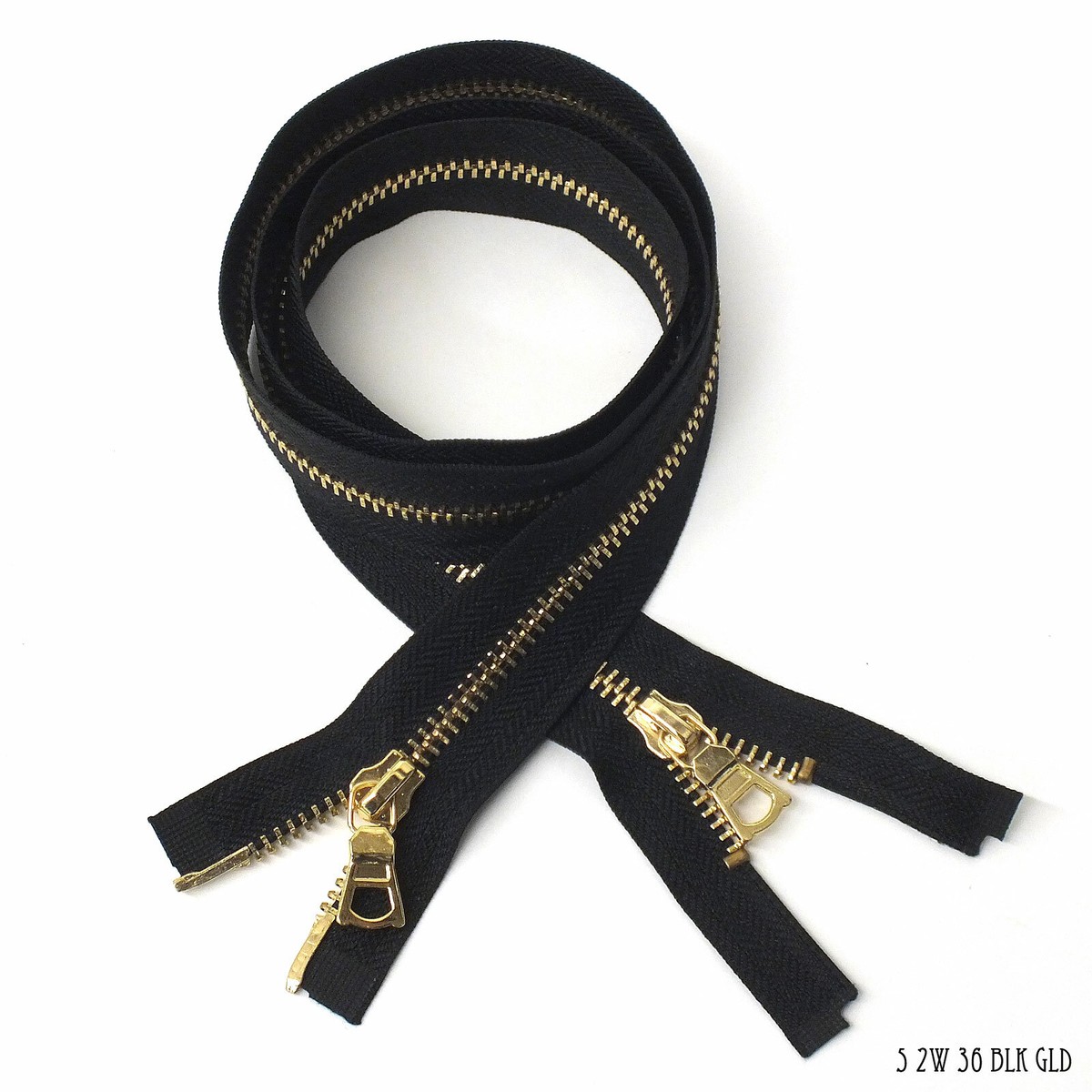 RiRi Zipper m6, 2 Way Separating End Brass Black 2110, Twill