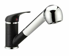 Küchenarmatur Wasserhahn Küche Mischbatterie Ausziehbar  granit-schwarz