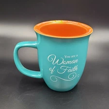 You are a Woman of Faith Coffee Mug Abbey Gift turquoise