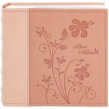 Photo Album Holds 200 4x6 Horizontal Pictures Faux Leather for Christmas Pink