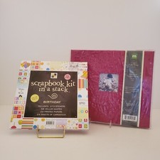 Birthday scrapbook kit, 8x8 album, textured cardstock, paper, stickers