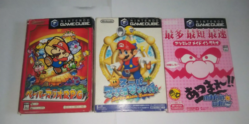 Lot 3 GameCube Paper Mario RPG Super Mario Sunshine & Atsumare! Made in Wario - Picture 1 of 17