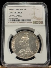GREAT BRITAIN Double Florin 1889, Victoria Jubilee, NGC UNC Details, Pretty. E2