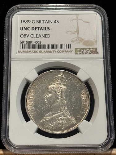 GREAT BRITAIN Double Florin 1889, Victoria Jubilee, NGC UNC Details, Pretty. E2