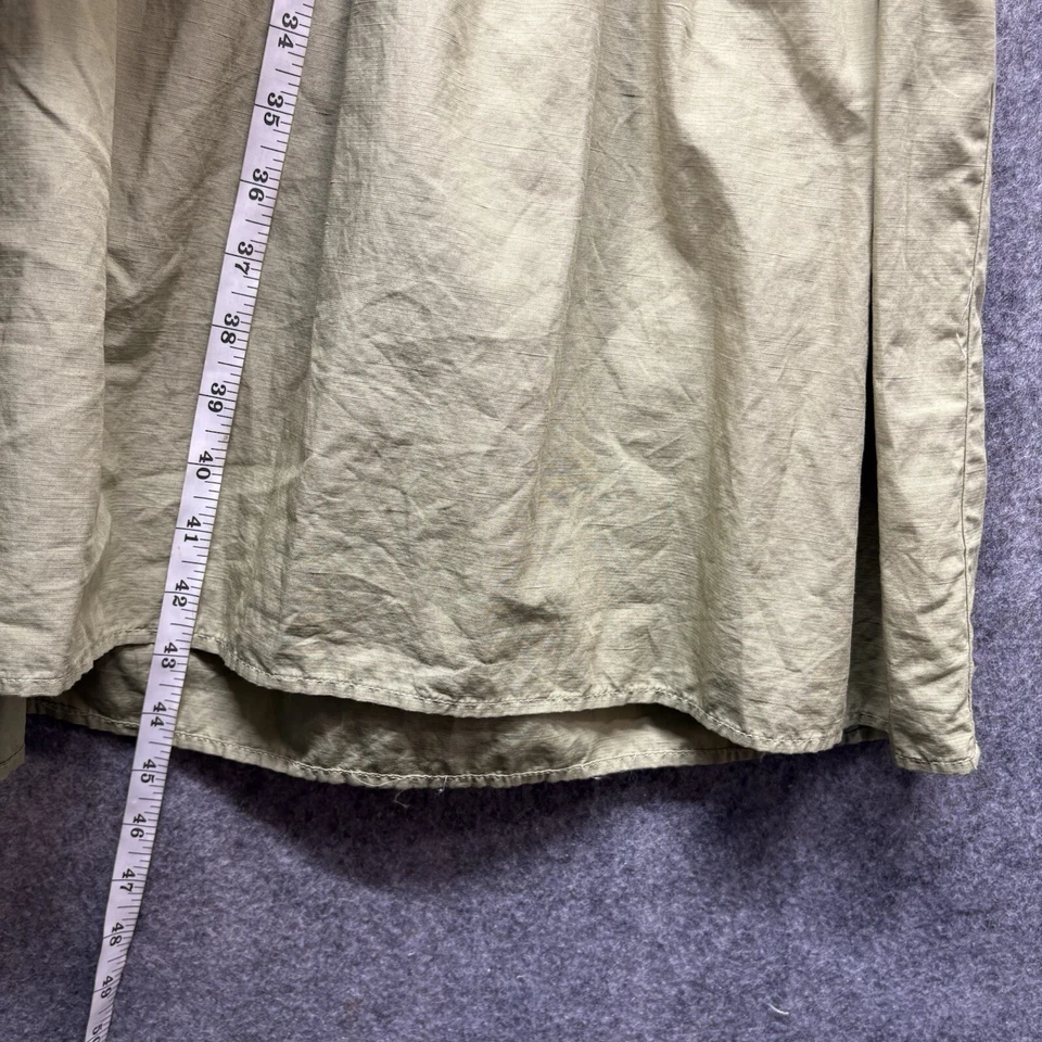 Vestido Poesía Reino Unido 12 Verde Oliva Mezcla de Lino Manga Larga Midi Niveles Lagenlook Foto 3 de 4