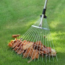 Adjustable Metal Garden Rake Telescopic Leaf Plastic Handle Lawn Grass Tool