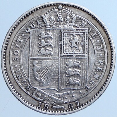 1887 UK Great Britain United Kingdom QUEEN VICTORIA Silver