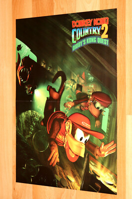 Donkey Kong Country Diddy's Kong Quest SNES GBA Vintage Rare Small Poster  - Main Image