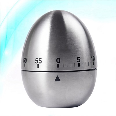  Stainless Steel Creative Mechanical Rotate Timer Egg Shape Manual Countdown