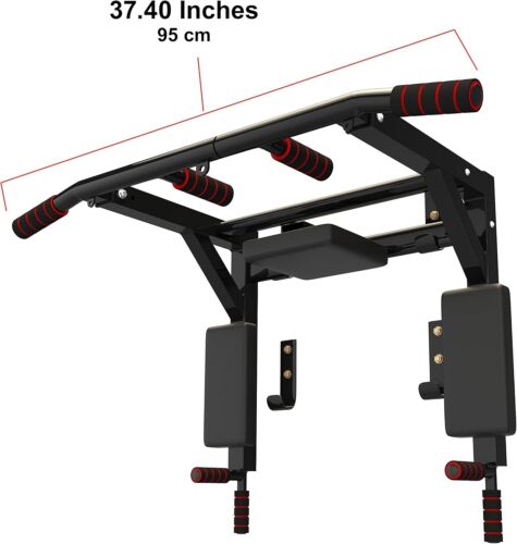Multifunctional Wall Mounted Pull Up Bar Chin Up Bar Dip Station for Home Gym - Picture 2 of 8