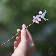 Chinese Ancient Flower Hairpin Women Hanfu Cheongsam Bird Hair Stick Accessories