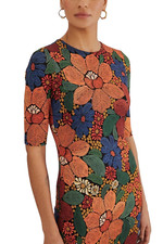 FARM RIO Stitched Flower Print Ecovero Viscose Women's Midi Dress Size Small NSC