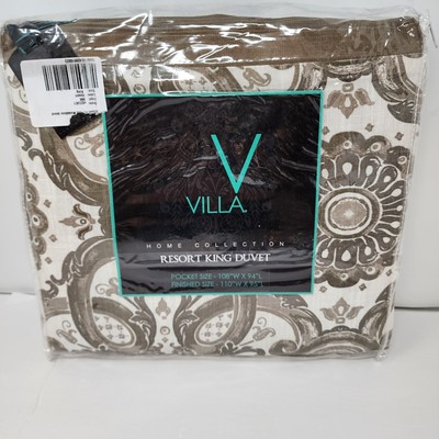 RESORT Villa Home Collection King Medallion Duvet Cover  & 2 Shams Brown