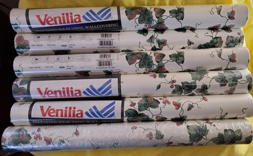 6 Rolls Venilia IVY57 Wallpaper Vinyl Wall Covering. Made In France - 第 1/3 張圖片