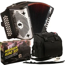 HOHNER PANTHER 31 BUTTON FBE DIATONIC ACCORDION + HOHNER ROAD KIT BAG, STRAPS