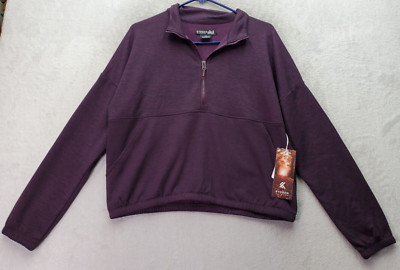 Kyodan Sweater Womens Large Eggplant Solid Kangaroo Pockets Long