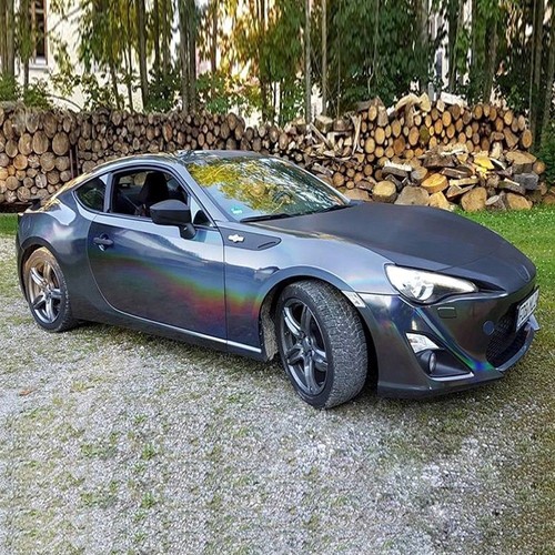 Black Holographic Rainbow Chrome Car Vinyl Air Bubble Free 58''x12'' - Picture 8 of 10