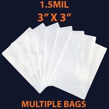 1.5Mil 3" X 3" | LDPE Clear Flat Poly Bags, Flexible & Durable | Multiple Bags
