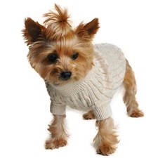 Classic Cable Knit Dog Sweater - 100 Combed Cotton Color Oatmeal