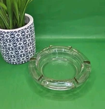 Vintage Clear Glass Circular 6 Slot Ashtray 4.5"