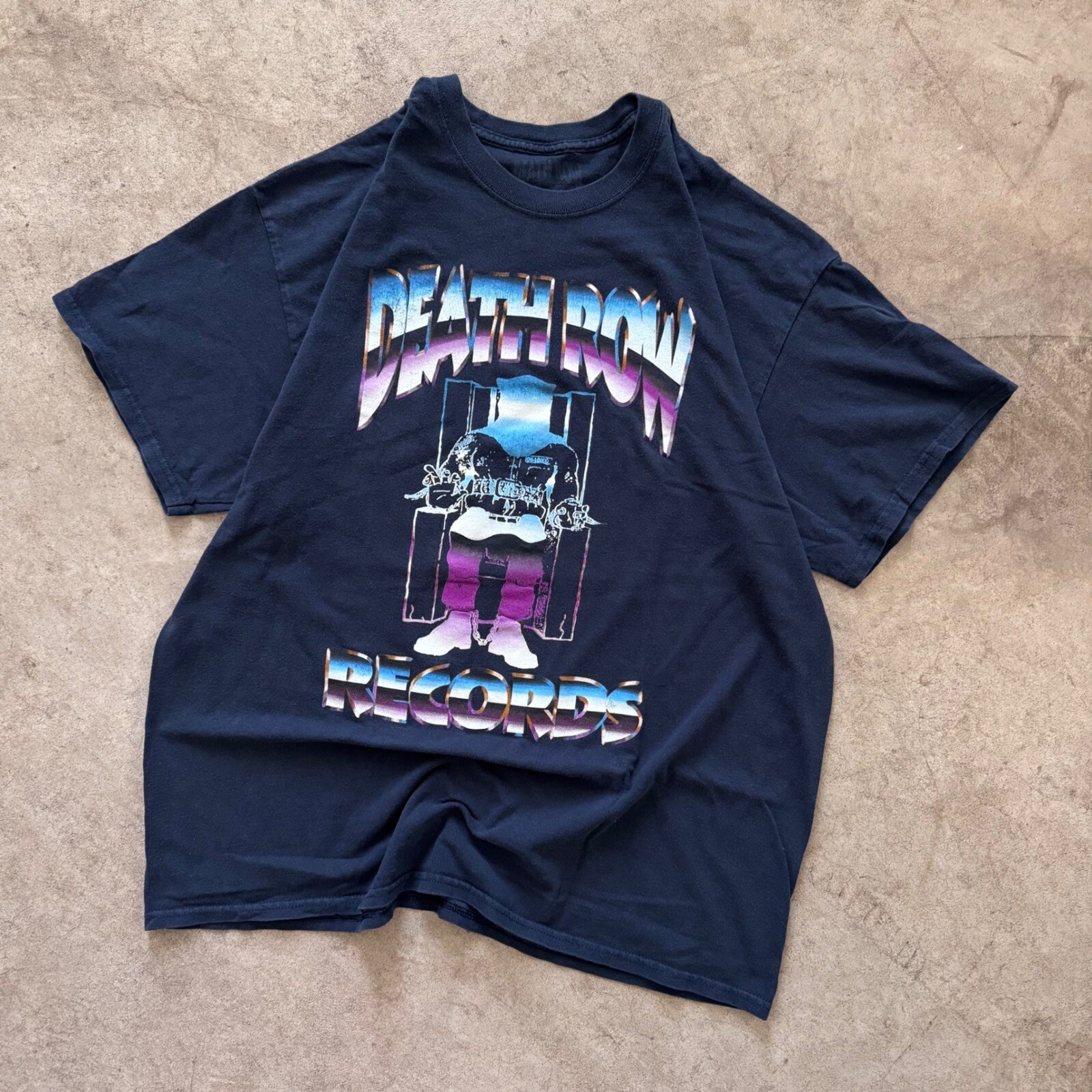 FILA T shirt vintage Y2K Death Row Records grafica hip hop blu navy taglia XL