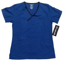 NWT ECKO UNLTD SCRUBS Short Sleeve V-Neck Pullover Blue Scrubs Top Size M