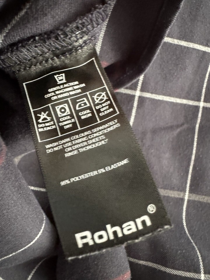 ROHAN Ladies Shirt Sun Protective Clothing Size UK 12 Navy Blue Hiking