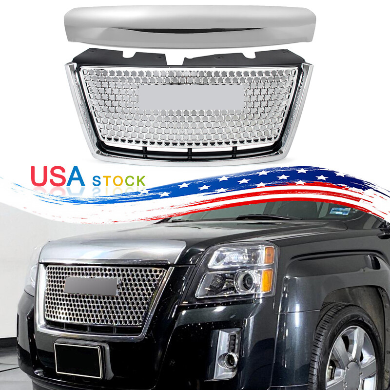 Fit For 2010-2015 GMC Terrain Denali Style Front Grille Hood Molding Trim Chrome