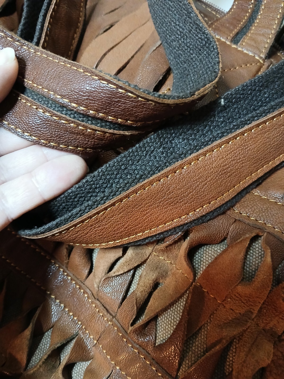 HTF LARGE Ameri Leather Twisted Boho Hippie Cross… - image 3