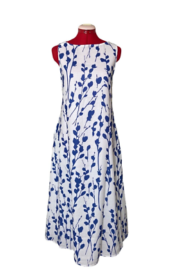 Noracora NWT Sleeveless Dress White Blue Flowers Pockets Floral A line Long | eBay Noracora NWT Sleeveless Dress White Blue Flowers Pockets Floral A line Long | eBay