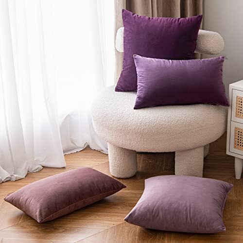 Pack of 2 Velvet Throw Pillow Covers 18x18 Inch (Pack of 2) Dusty Rose - Picture 4 of 6