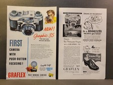 Graflex Graphic 35 Camera Vintage 1950's Print Ad Ephemera Wall Decor MCM