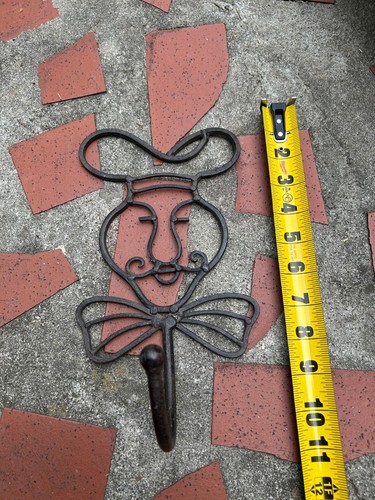 rare vintage wrought iron wall mount chef heads kitchen brown Hook - Picture 10 of 10