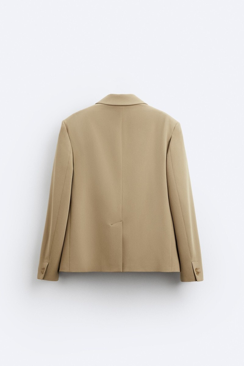 New Zara Pocket Blazer Suit Jacket 6452/507 Beige S shirt