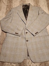 Vtg 70s Cricketeer Blazer Leisure Suit Plaid Jacket Polyester Disco Mens 44R