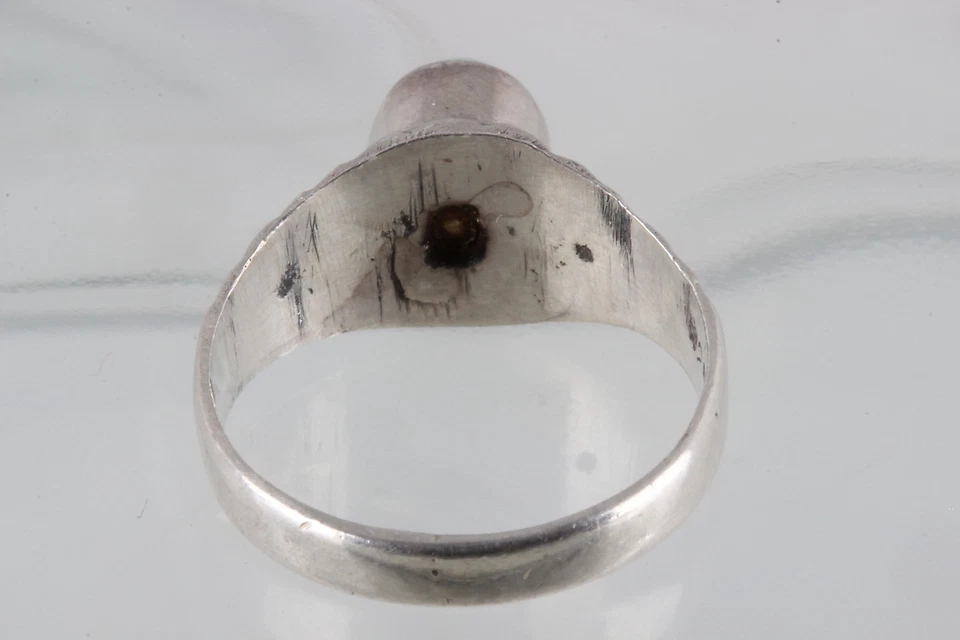 ANILLO PLATA ESTERLINA TURQUESA CABUJÓN PIEDRA TALLA 7 1/2 925 FINO 5434 Foto 3 de 4