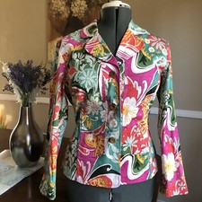 VINTAGE COLORFUL FLORAL BLAZER JACKET Size M