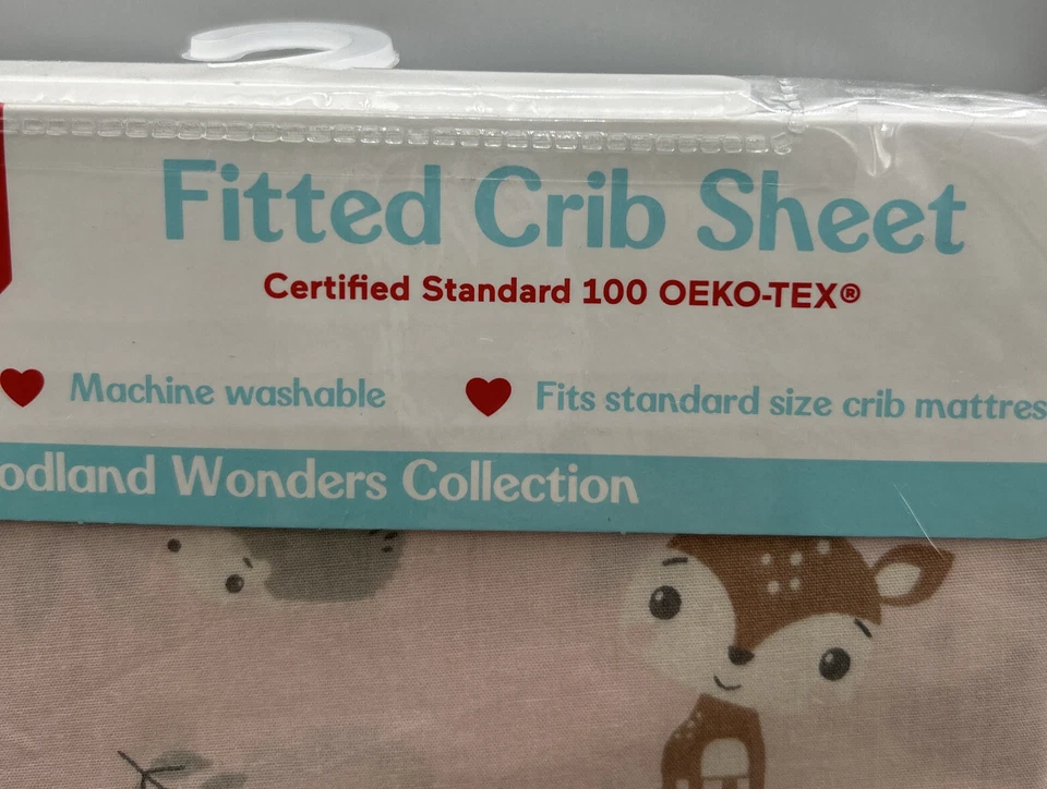 NEW Fisher Price Crib Sheet Woodland Wonders Forest Themed Pink cotton fitted - Image 4 of 4