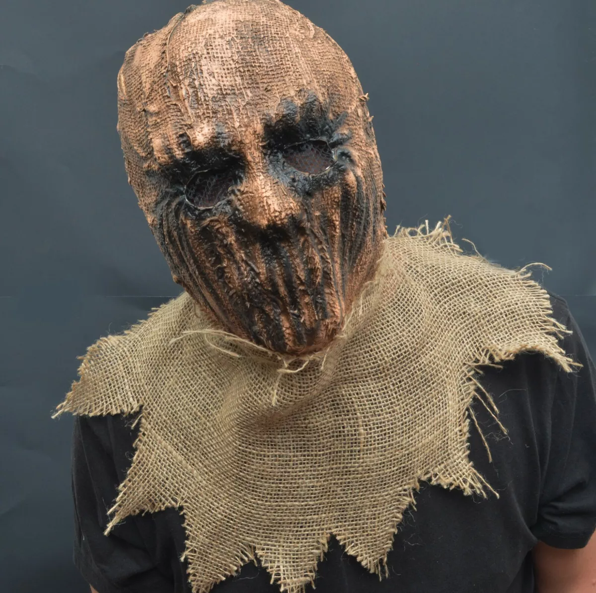 Scarecrow Halloween Costume Mask Latex & Burlap Realistic Scary Scare crow  Mask | eBay
