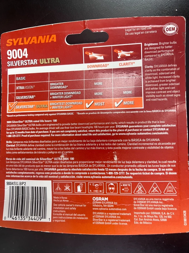 Juego de 2 bombillas par faros Sylvania Silverstar ULTRA 9004 4091 Foto 2 de 2