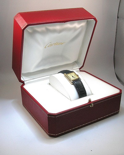 CARTIER MUST DE CARTIER QUARTZ ARGENT PLAQUE OR G 20M TANK WAT...