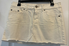 NEW Y2K Vintage American Eagle mini skirt Sz 8 low rise button fly Cream/White