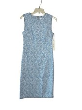 NWT Calvin Klein Womens Sleeveless Sheath Dress Blue White Knee Length 6