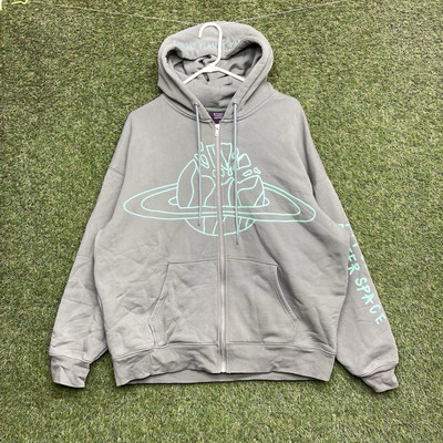 Broken Planet Market Hoodie Mens Medium Olive Green Space Jacket 2000s Full Zip